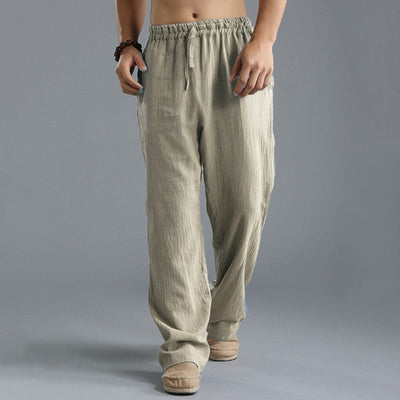Men’s Trousers – Relaxed Fit – Natural Fibers – Straight Leg – Elastic Waist Casual Wear
