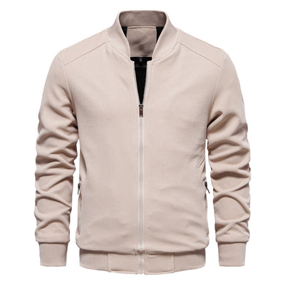 Men’s Bomber Jacket – Slim Fit – Textured Knit – Zipper Closure – Ribbed Trim