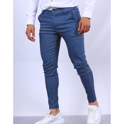 Men’s Tailored Trousers – Slim Fit – Tapered Leg – Stretch Fabric – Smart Casual