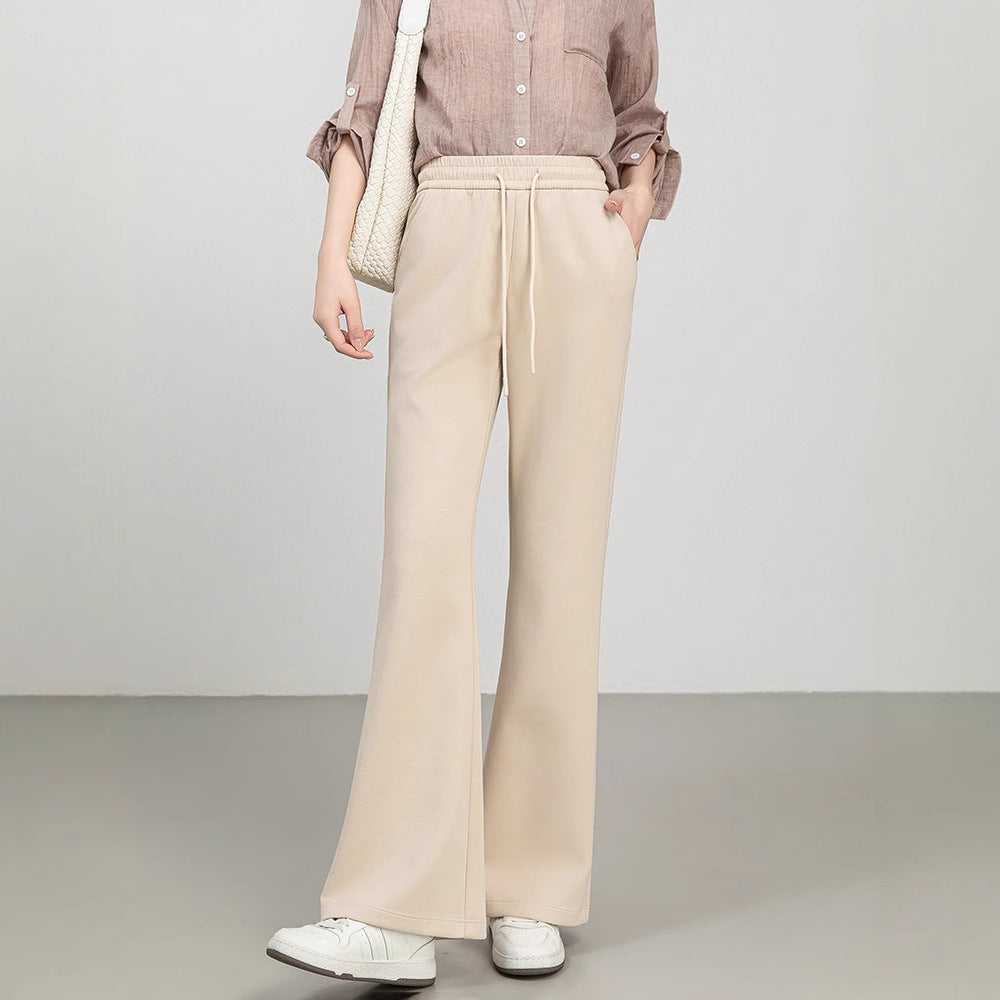 Women’s Flared Pants – High Waist – Cotton Blend – Drawstring Waist – Relaxed Fit