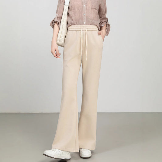 Women’s Flared Pants – High Waist – Cotton Blend – Drawstring Waist – Relaxed Fit
