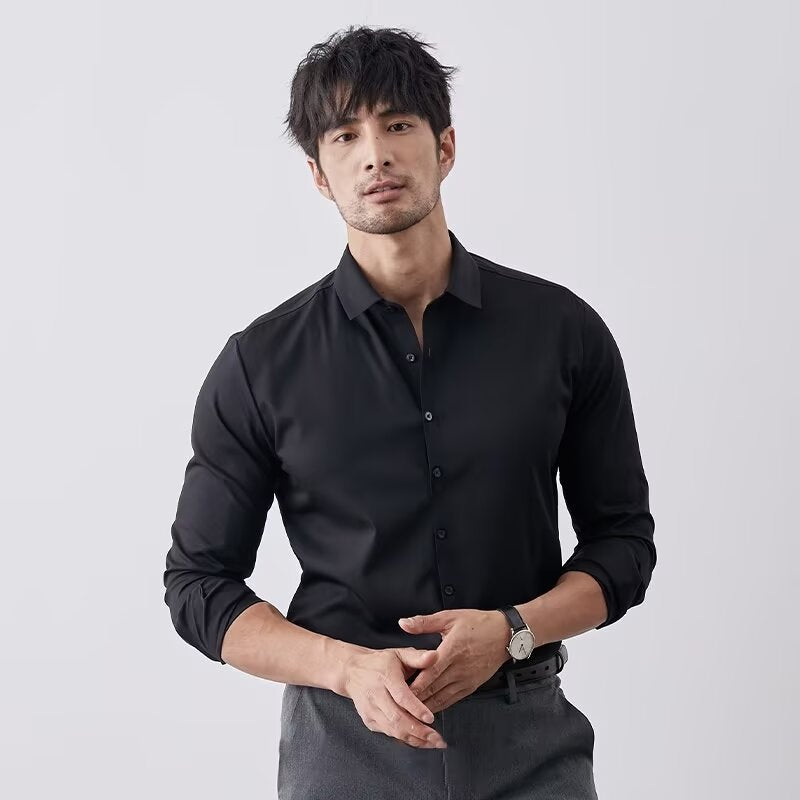 Men’s Dress Shirt – Slim Fit – Faux Silk Feel – Long Sleeve Button-Down – Business Casual