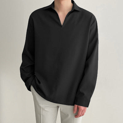 Men’s Pullover Shirt – Relaxed Fit – V-Neck Collar – Lightweight Breathable Fabric