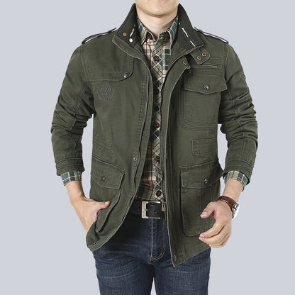 Men’s Utility Jacket – Washed Cotton – Relaxed Fit – Multi-Pocket Workwear Design