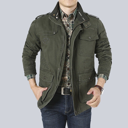 Men’s Utility Jacket – Washed Cotton – Relaxed Fit – Multi-Pocket Workwear Design