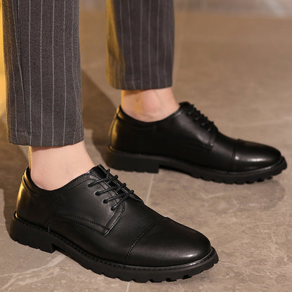 Men’s Derby Shoes – Leather – Cap Toe – Formal Fit – Rubber Sole – Classic Style