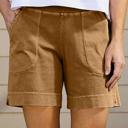 Women’s Shorts – Relaxed Fit – Breathable Blend – Side Pockets – Mid-Thigh Length