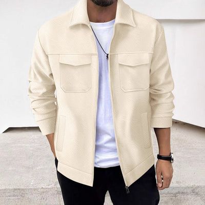 Men’s Cargo Jacket – Tailored Fit – Cotton Blend – Utility Pockets – Zip Front