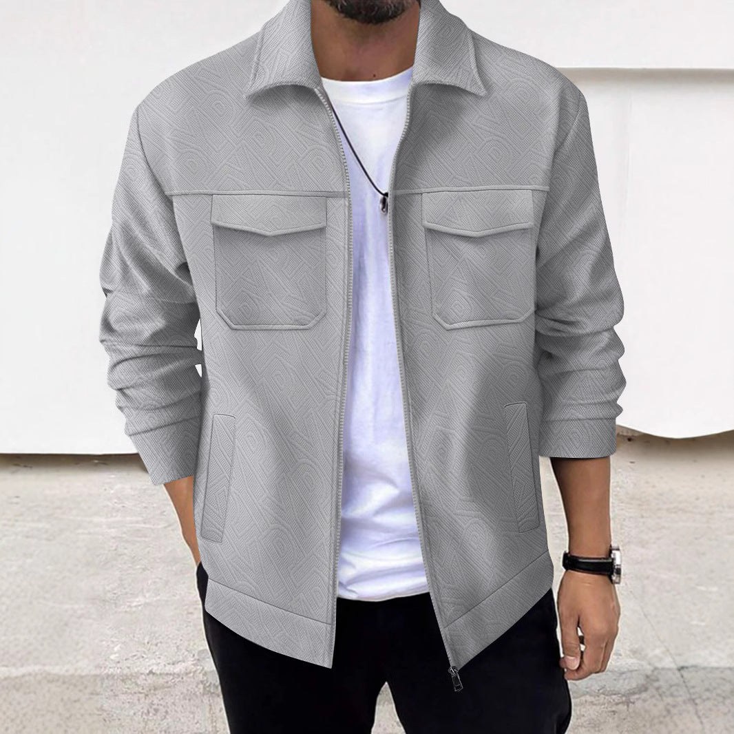 Men’s Cargo Jacket – Tailored Fit – Cotton Blend – Utility Pockets – Zip Front
