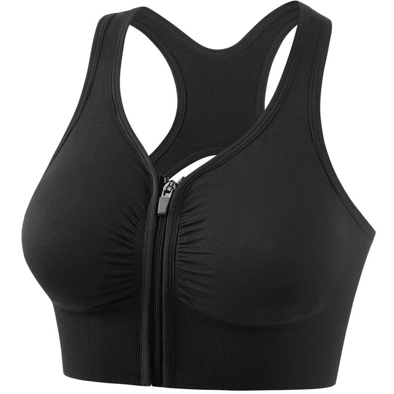 Women’s Sports Bra – Supportive Fit – Front Zip – Wide Straps – Breathable Blend