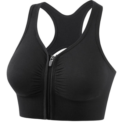 Women’s Sports Bra – Supportive Fit – Front Zip – Wide Straps – Breathable Blend