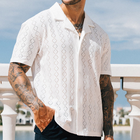 Men's Short Sleeve Shirt - Crochet Pattern - Relaxed Fit - Button-Up - Casual Wear