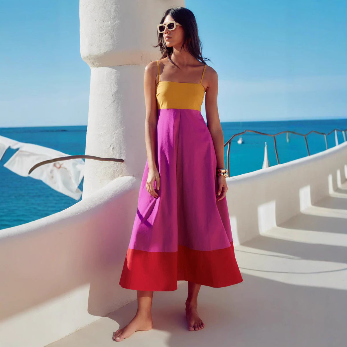 Women’s Sundress – Cotton Blend – A-Line Fit – Spaghetti Straps – Midi Length – Casual Wear