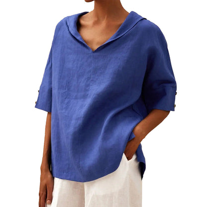 Women’s Shirt – Relaxed Fit – Breathable Blend – V-Neck – Half Sleeve Casual Style