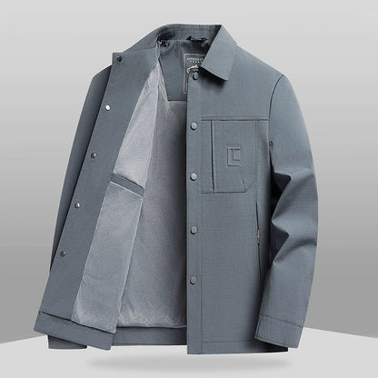 Men’s Business Casual Jacket – Classic Fit – Lapel Collar – Woven Fabric – Button Front