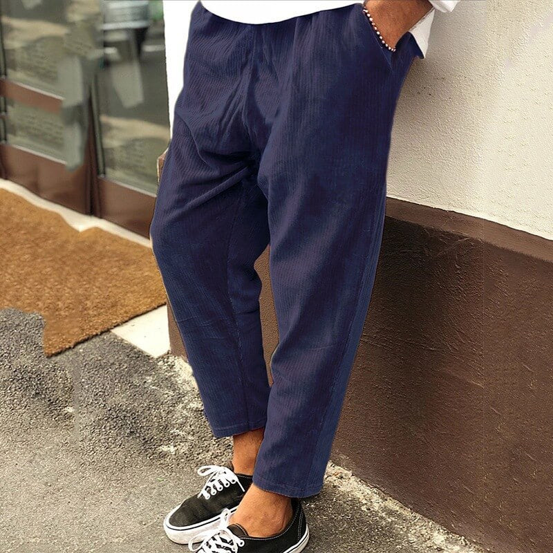 Men's stylish ribbed cropped pants