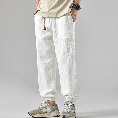 Men’s Jogger Pants – Linen Blend – Relaxed Fit – Tapered Leg – Elastic Waist