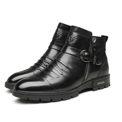 Men's slip-on leather mid-rise boots