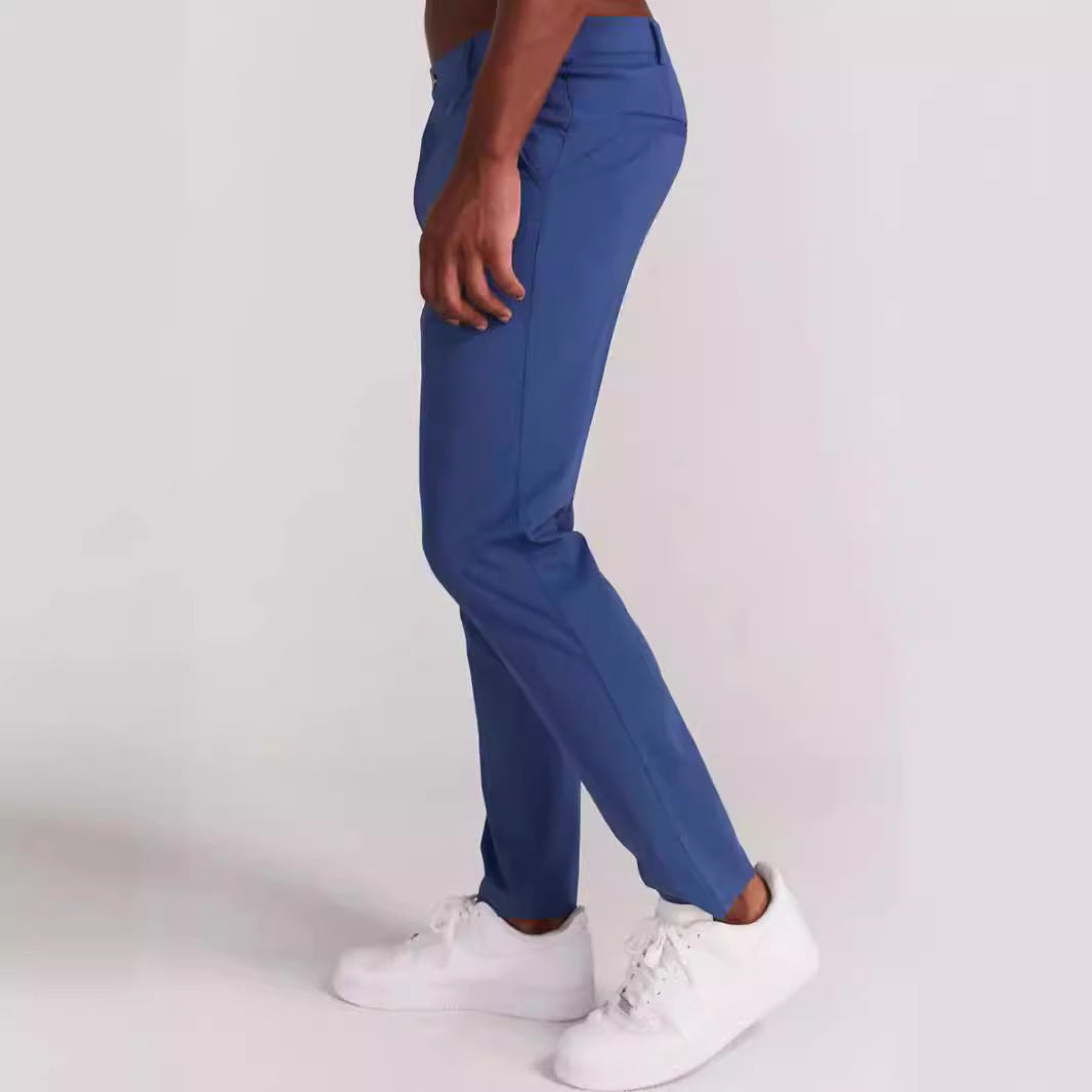 Men’s Slim Fit Trousers – Full Length – Soft Stretch Fabric – Rear Welt Pockets