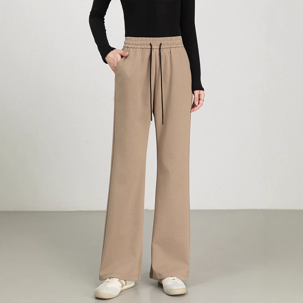 Women’s Flared Pants – High Waist – Cotton Blend – Drawstring Waist – Relaxed Fit