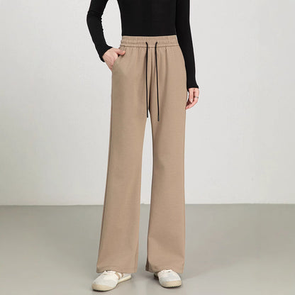 Women’s Flared Pants – High Waist – Cotton Blend – Drawstring Waist – Relaxed Fit