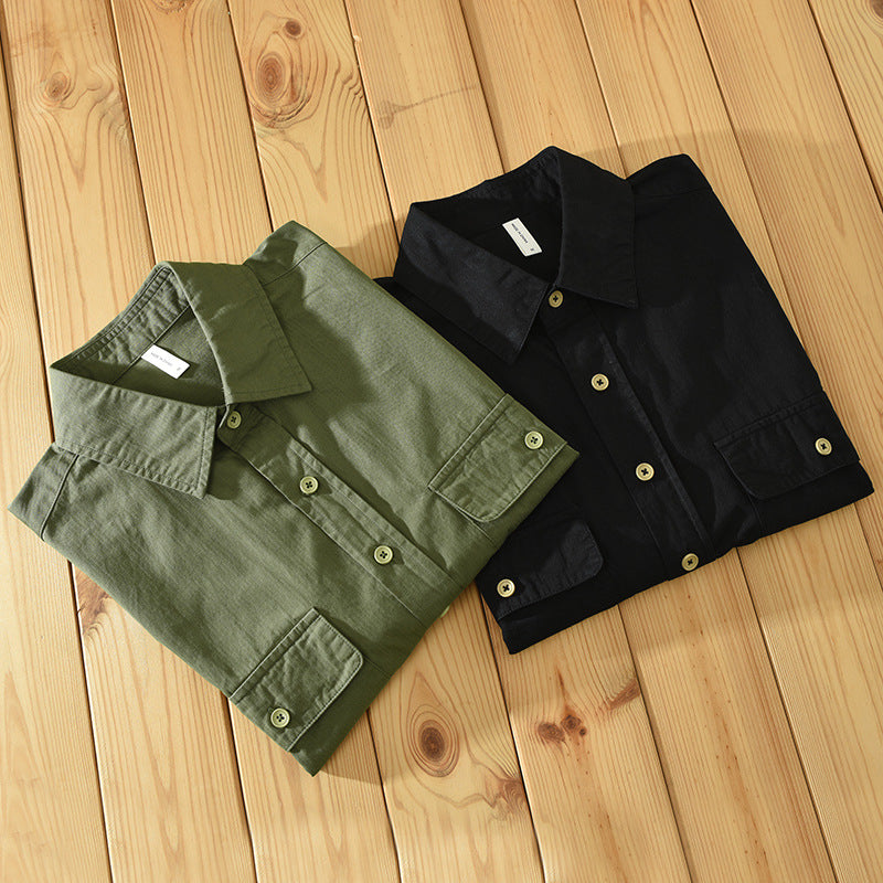 Men’s Workwear Shirt – Heavyweight Cotton – Relaxed Fit – Short Sleeve – Button Front