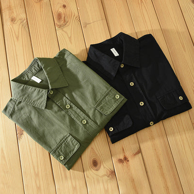 Men’s Workwear Shirt – Heavyweight Cotton – Relaxed Fit – Short Sleeve – Button Front