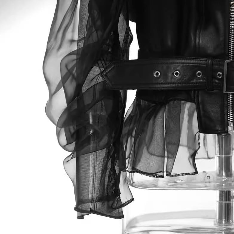 Women's sheer mesh motorcycle jacket
