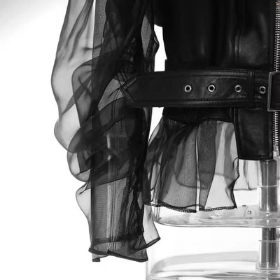 Women's sheer mesh motorcycle jacket
