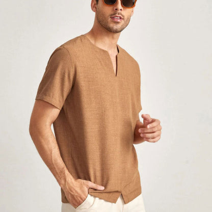 Men’s T-Shirt – Oversized Fit – V-Neck – Short Sleeve – Breathable Cotton Blend