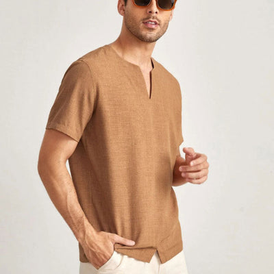 Men’s T-Shirt – Oversized Fit – V-Neck – Short Sleeve – Breathable Cotton Blend