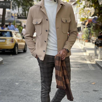 Men’s Jacket – Wool Blend – Tailored Fit – Notched Lapel – Button Front – Chest Pockets