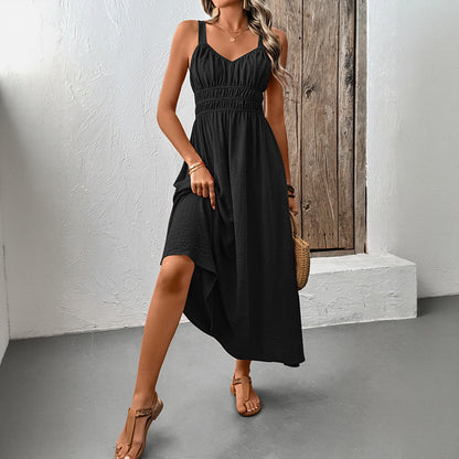 Women’s A-Line Dress – Sleeveless – Elastic Waist – Midi Length - Flowy Design