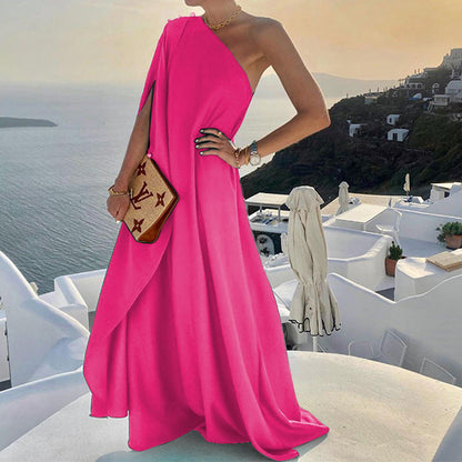 Women’s Maxi Dress – One-Shoulder – Draped Silhouette – Elegant Fit