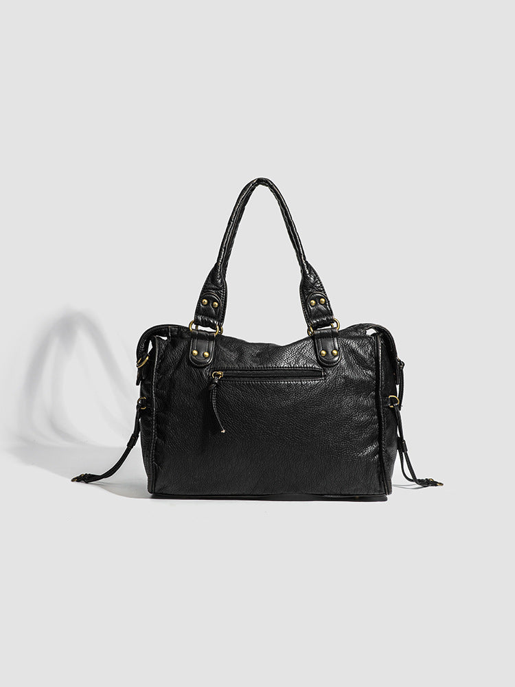 Women’s Shoulder Bag – Textured Leather – Braided Detail – Adjustable Strap