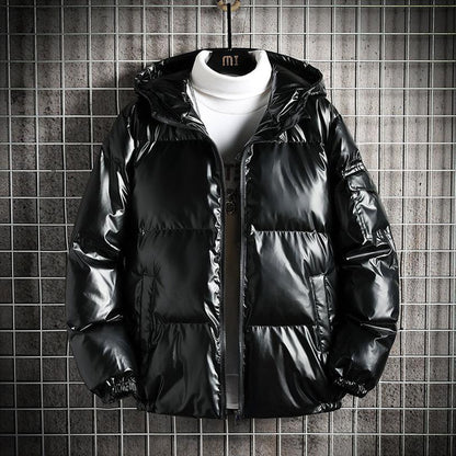 Men’s Puffer Coat – Oversized Fit – Quilted – Water-Resistant – Hooded Zip Closure