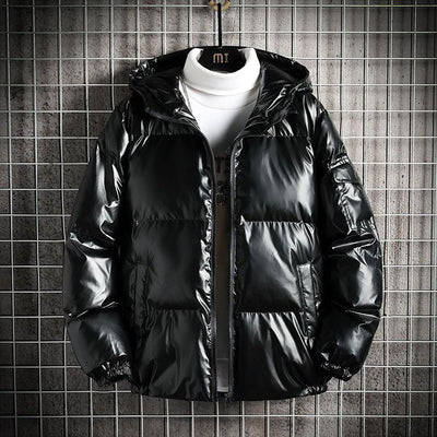 Men’s Puffer Coat – Oversized Fit – Quilted – Water-Resistant – Hooded Zip Closure