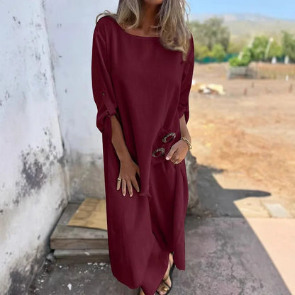 Women’s Two-Piece Set – Oversized Fit – Soft Cotton Feel – Side Button Detail – Full Length