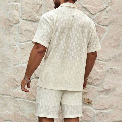 Men’s Two-Piece Set – Short Sleeve Button-Up Shirt and Shorts – Relaxed Fit Cotton