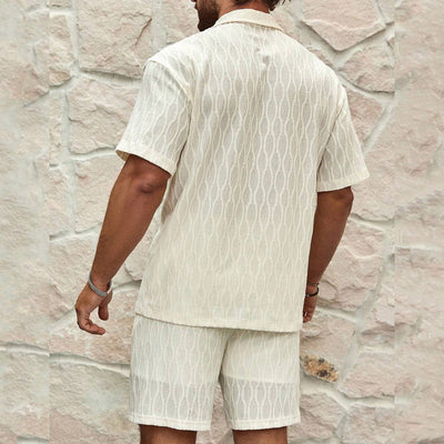 Men’s Two-Piece Set – Short Sleeve Button-Up Shirt and Shorts – Relaxed Fit Cotton