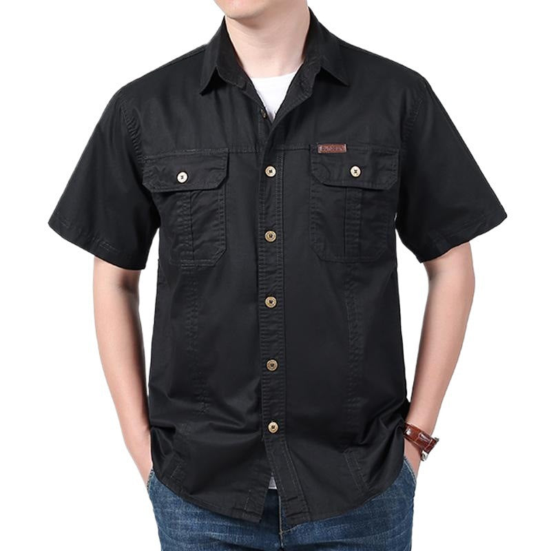Men’s Work Shirt – Cotton Blend – Relaxed Fit – Short Sleeve – Button-Up with Pockets