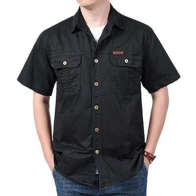 Men’s Work Shirt – Cotton Blend – Relaxed Fit – Short Sleeve – Button-Up with Pockets