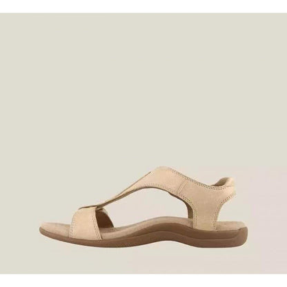 Women’s Wedge Sandals – Cushioned Footbed – T-Strap – Velcro Fastening – Casual Fit