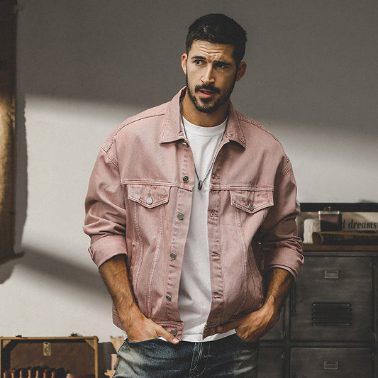 Men’s Denim Jacket – Relaxed Fit – Button Front – Chest Pockets – Hip Length Casual