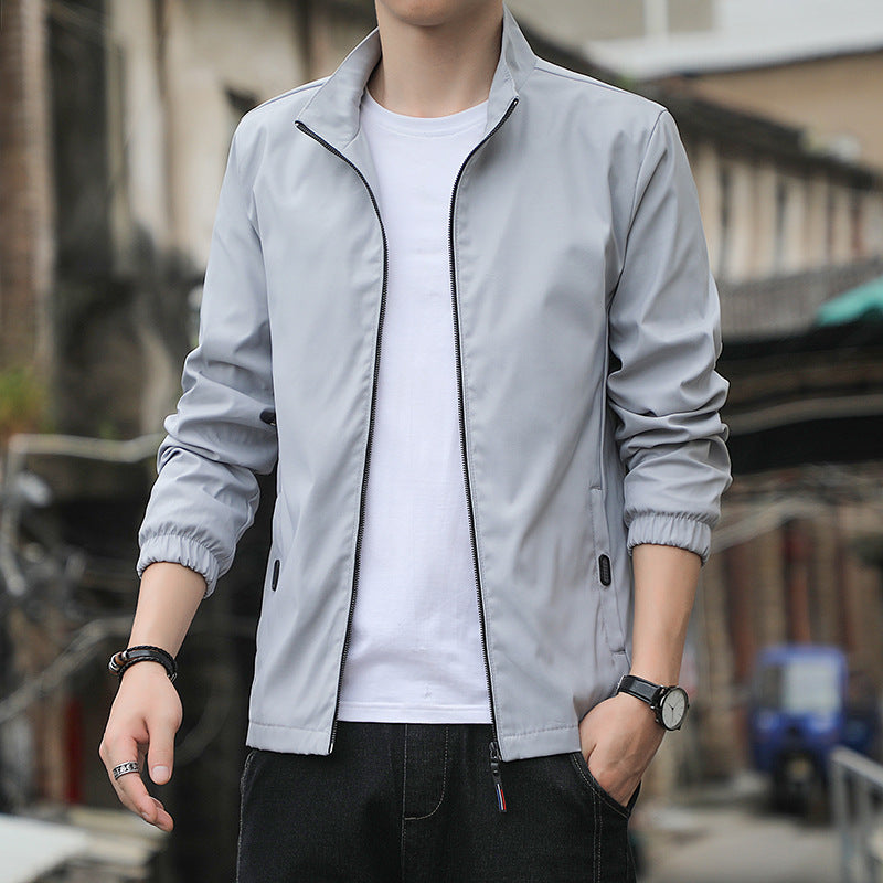 Men’s Jacket – Slim Fit – Stand Collar – Zip Front – Lightweight Breathable Casual Wear