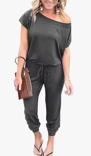 Women's casual loose off-shoulder jumpsuit