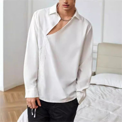 Men’s Long Sleeve Shirt – Relaxed Fit – Lace-Up Front – Lightweight Cotton Blend