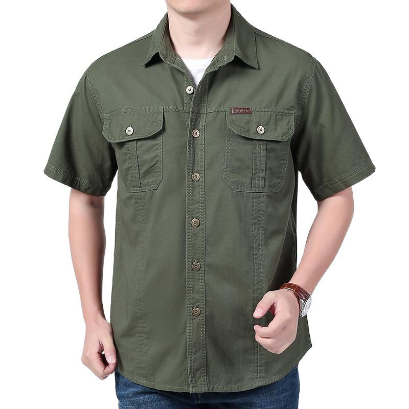 Men’s Work Shirt – Cotton Blend – Relaxed Fit – Short Sleeve – Button-Up with Pockets