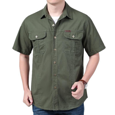 Men’s Work Shirt – Cotton Blend – Relaxed Fit – Short Sleeve – Button-Up with Pockets