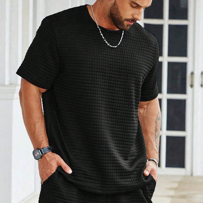 Men’s T-Shirt – Relaxed Fit – Textured Soft Knit – Breathable Crew Neck Casual Wear